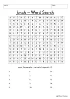 Vista previa - Unidades / Secuencias / Situaciones de Aprendizaje - Jonah and the Whale Printable Word Search Puzzle Religion Bible Old Testament English / Inglés - página 3