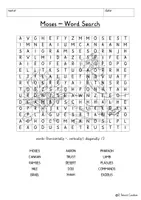 Vista previa - Unidades / Secuencias / Situaciones de Aprendizaje - Story of Moses Word Search Puzzle Religion Exodus Bible Old Testament Mose English / Inglés - página 1