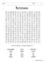 Vista previa - Unidades / Secuencias / Situaciones de Aprendizaje - Miracle Healing of blind Bartimaeus Blind Man Jesus Word Search Puzzle Religion Bible English / Inglés - página 1