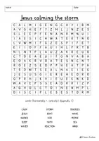 Vista previa - Unidades / Secuencias / Situaciones de Aprendizaje - Parable of Jesus Calms the Storm Word Search Puzzle Religion Bible New Testament Religion English / Inglés - página 1