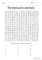 Vista previa - Unidades / Secuencias / Situaciones de Aprendizaje - Miracle Healing of a Paralyzed Man Paralytic Jesus Word Search Puzzle Religion English / Inglés - página 3