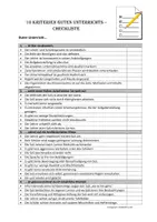 Vorschau - Anderer Materialtyp - 10 Kriterien guten Unterrichts - Checkliste - Deckblatt