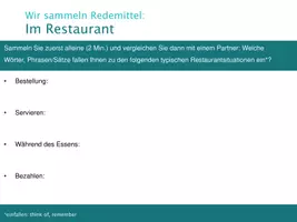 Vorschau - Präsentationen/Tafelbilder - Konversation im Restaurant (ab A2) - Seite 1