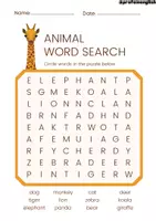 Vista previa - Juegos / Gamificación - Animal Wordsearch! - página 1