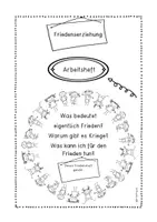 Vorschau - Unterrichtsreihen - Friedenserziehung- Werkstatt Arbeitsheft zu Krieg und Frieden, Werte, Verantwortung, Toleranz, Israel, Palästina, sozialer Gerechtigkeit und Demokratie Klasse 2, 3, 4 - Ethik, Deutsch, Sachunterricht - Seite 1