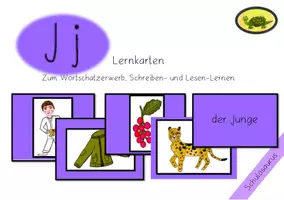 Vorschau - Fördermaterial/Inklusion - Bild Wort Lernkarten Buchstabe J Deutsch - Seite 1