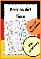 Vorschau - Spiele - Merk es dir - Tiere - spielerisch Deutsch lernen (auch als Wortkarten/Vokabelkarten nutzbar) - Deckblatt