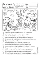 Aperçu - Feuilles d'exercices - leer y dibujar EN EL CIRCO hojas de trabajo para la primaria Español / Espagnol - Page 3