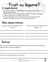 Aperçu - Feuilles d'exercices - Activité scientifique - Fruit ou légume? - Page 1
