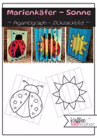 Vorschau - Mal- und Bastelvorlagen - Kunst: Marienkäfer & Sonne - Agamograph (Zickzackbild) - Deckblatt
