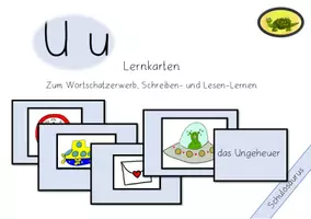 Vorschau - Mal- und Bastelvorlagen - Buchstabe U Bild Wort Lernkarten - Deckblatt