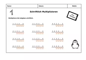 Vorschau - Arbeitsblätter - Kartei Schriftliche Multiplikation - analog und digital - Deckblatt