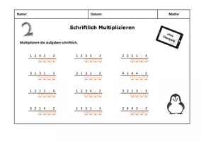 Vorschau - Arbeitsblätter - Kartei Schriftliche Multiplikation - analog und digital - Seite 2