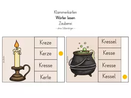 Vorschau - Spiele - FREEBIE Klammerkarten zum genauen Lesen * Zauberei - Seite 1