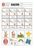 Aperçu - Feuilles d'exercices - Easter cut and glue worksheets English / Anglais - Page 2