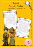 Vorschau - Arbeitsblätter - Suchsel Verben zum Thema Unfallbericht differenziert Freebie - Deckblatt