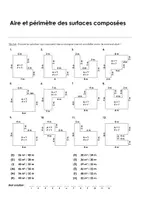 Aperçu - Feuilles d'exercices - Rectangle et carré - Aire et périmètre des surfaces composées - exercises avec mot solution - Page 3