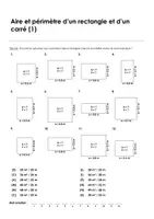 Aperçu - Feuilles d'exercices - Aire et périmètre d'un rectangle et d'un carré - 3 exercises avec mot solution - Page 3