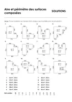 Aperçu - Feuilles d'exercices - Rectangle et carré - Aire et périmètre des surfaces composées - exercises avec mot solution - Page 1