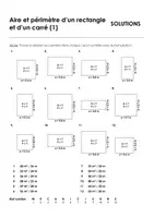 Aperçu - Feuilles d'exercices - Aire et périmètre d'un rectangle et d'un carré - 3 exercises avec mot solution - Page 1