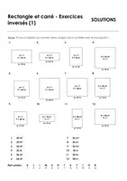 Aperçu - Feuilles d'exercices - Rectangle et carré - Exercices inversés - 3 exercises avec mot solution - Page 1