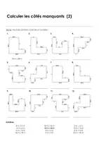 Aperçu - Feuilles d'exercices - Rectangle et carré - Calculer les côtés manquants - 3 exercises avec solutions - Page de couverture