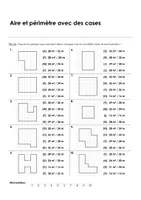 Aperçu - Feuilles d'exercices - Rectangle et carré - Aire et périmètre avec des cases - choix multiple - Page de couverture