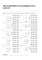 Aperçu - Feuilles d'exercices - Rectangle et carré - Aire et périmètre d'un rectangle et d'un carré - choix multiple - Page de couverture
