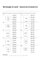 Aperçu - Feuilles d'exercices - Rectangle et carré - Exercices inversés - choix multiple - Page de couverture