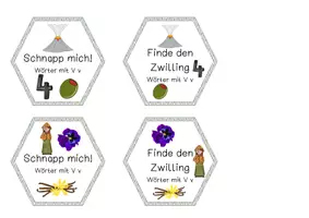 Vorschau - Spiele - Schnapp mich | Finde den Zwilling | Wörter mit V v | Kartenspiel - Seite 1