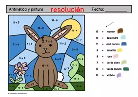 Vista previa - Elementos para la creación de materiales - FREEBIE - Aritmética y pintura conejo (1st grade) - página 3
