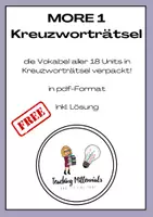 Vorschau - Arbeitsblätter - KOSTENLOS! More 1 - Unit 1-18 Kreuzworträtsel - Deckblatt