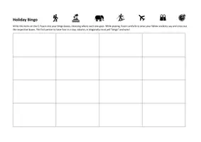 Vorschau - Arbeitsblätter - Holiday Bingo - free template - game worksheet - Deckblatt