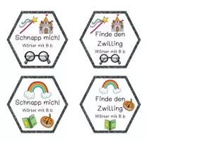 Vorschau - Spiele - Schnapp mich | Finde den Zwilling | Wörter mit B b | Kartenspiel - Seite 1