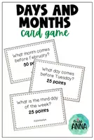 Aperçu - Jeux - Days and Months QUESTIONS CARD GAME - Page de couverture