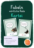 Vorschau - Aufgabenkarten - Fabeln: Wörtliche Rede mit den Fabeltieren (Kartei) - Deckblatt
