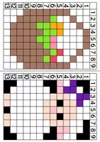 Vorschau - Mal- und Bastelvorlagen - Pixelkunst für den Frühling 2, Leichtere Version,Vertretung - Seite 1