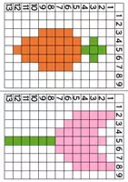 Vorschau - Mal- und Bastelvorlagen - Pixelkunst für den Frühling 2, Leichtere Version,Vertretung - Seite 2