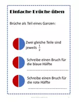 Vorschau - Arbeitsblätter - Arbeitsblätter zu den Grundlagen der Bruchrechnung - Hälfte / Viertel / Drittel - Seite 1