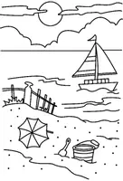 Aperçu - Matériel pour travaux manuels / dessin - Coloriage Plage - Page de couverture