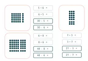 Vorschau - Aufgabenkarten - 1 Punktefeld - 4 Aufgaben (Legematerial zur Division und Multiplikation) - Seite 2