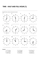 Aperçu - Feuilles d'exercices - TIME - HALF AND FULL HOUR (1) pour l'enseignement de l'anglais - Page de couverture