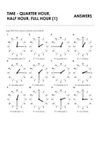 Aperçu - Feuilles d'exercices - TIME - QUARTER HOUR, HALF HOUR, FULL HOUR (1) pour l'enseignement de l'anglais - Page 1