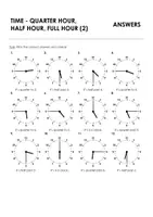 Aperçu - Feuilles d'exercices - TIME - QUARTER HOUR, HALF HOUR, FULL HOUR (2) pour l'enseignement de l'anglais - Page 1