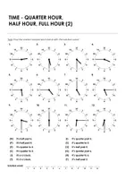 Aperçu - Feuilles d'exercices - TIME - QUARTER HOUR, HALF HOUR, FULL HOUR (2) pour l'enseignement de l'anglais - Page 2