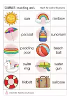 Vista previa - Unidades / Secuencias / Situaciones de Aprendizaje - summer matching cards English game / juego Inglés - página 1