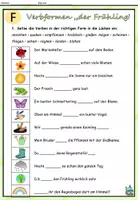 Aperçu - Feuilles d'exercices - Exercice sur les formes verbales "der Frühling" Allemand - Page 1