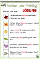 Vista previa - Hojas de trabajo - Ejercitar los tiempos verbales "der Frühling" Alfabetización Alemán - página 3
