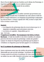 Aperçu - Préparation de séance / Séance complète - Les ateliers du Printemps en Maternelle (PS MS GS) - Page 1