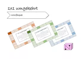 Vorschau - Spiele - 1x1 umgekehrt Würfelspiel 1-10 Reihen + gemischt - Deckblatt